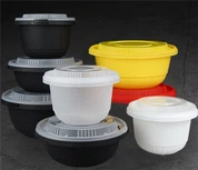 ชามพลาสติกแบบใช้แล้วทิ้งพร้อมฝาปิดสำหรับใส่อาหาร